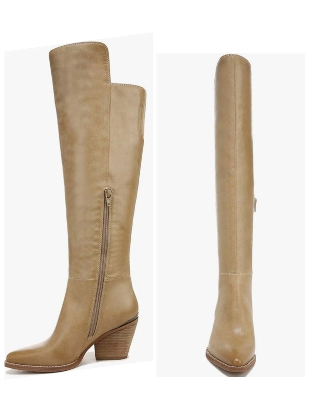 Tall Leather Knee-High Boot in Tan